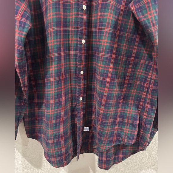 Vintage Ralph Lauren Men’s 100% Cotton Plaid Red Green Holiday Button Down Top M - Picture 5 of 13